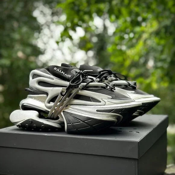 Balmain Black and Grey Unicorn Sneakers For Men